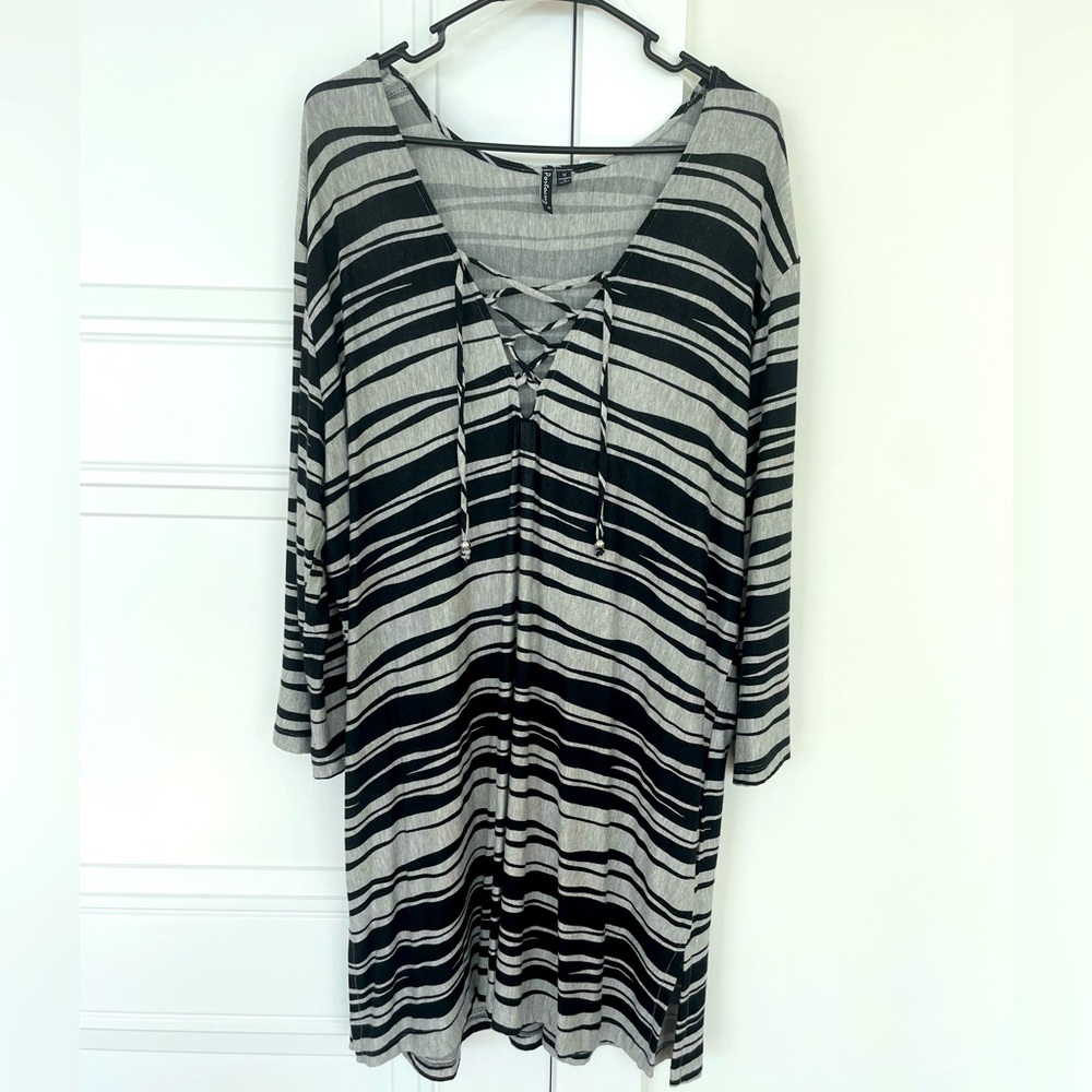 Portocruz Swim Cover Up Dress in Black & Grey Size 1X